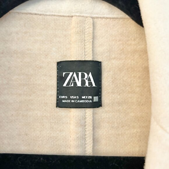 Zara Cream Lapel Open Front Lightweight Trench Coat Ivory Off White Size S - Picture 7 of 10